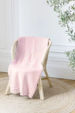 Plaid Laine - Hérisson Rose Pâle