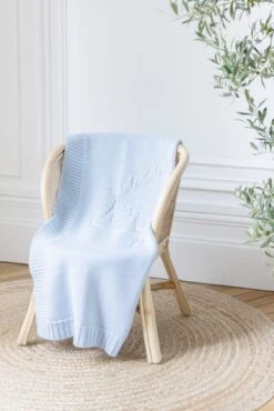 Plaid Laine - Hérisson Bleu Ciel