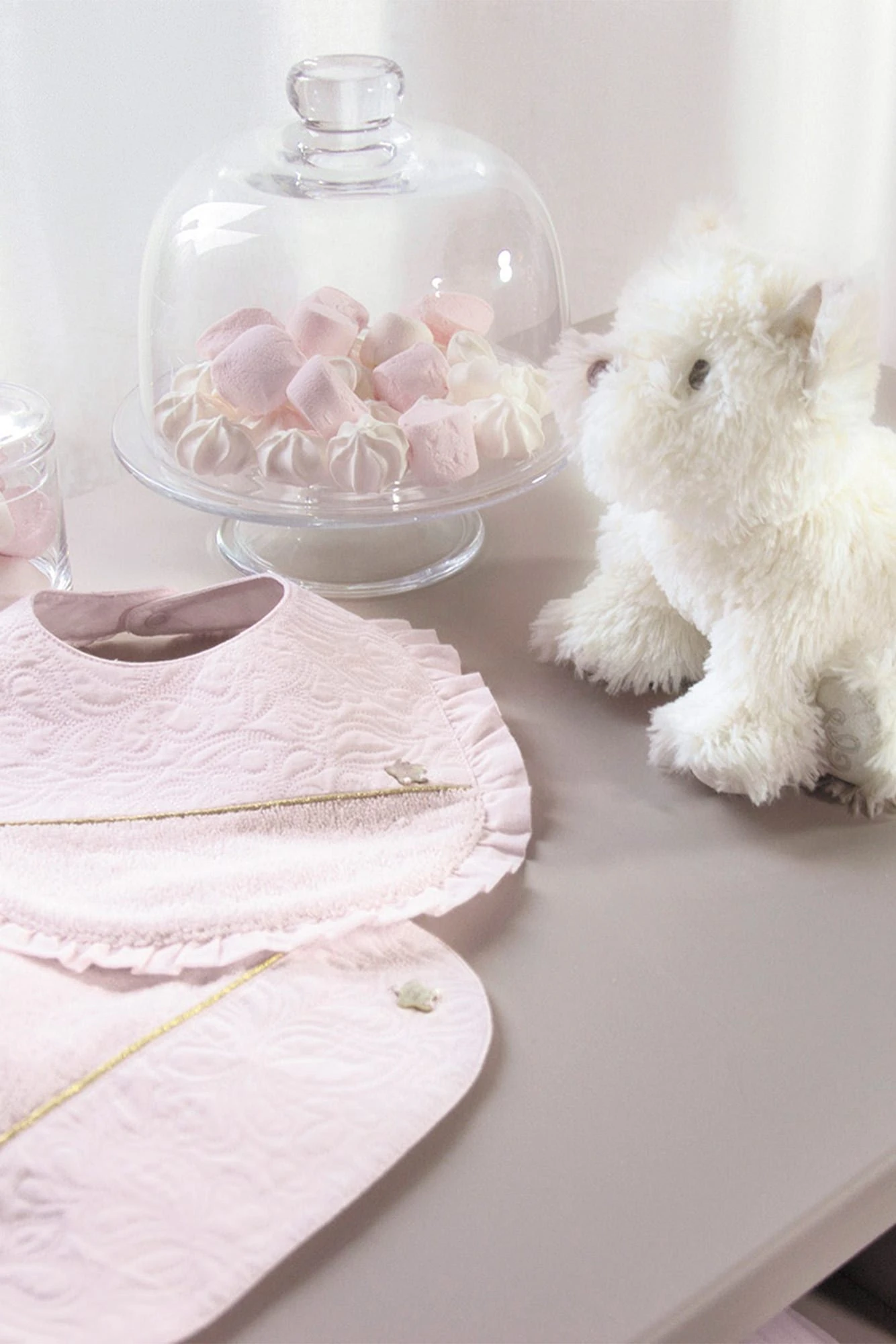 Bavoir - Delicatesse Rose Pâle T1 3 Bavoir - Delicatesse Rose Pâle T1