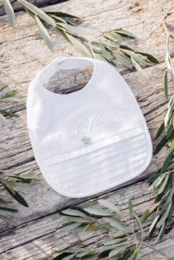 Bavoir - Monogramme Blanc T1