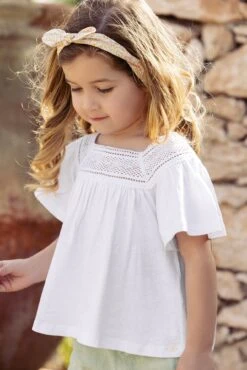 T-shirt - Blanc Crochet Coton