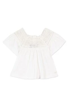 T-shirt - Blanc Crochet Coton 11 T-shirt - Blanc Crochet Coton -Mode Enfantine TY10001 01 1 packshot