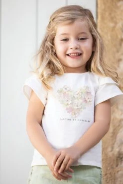 T-shirt - Ecru Cœur Tissu Liberty