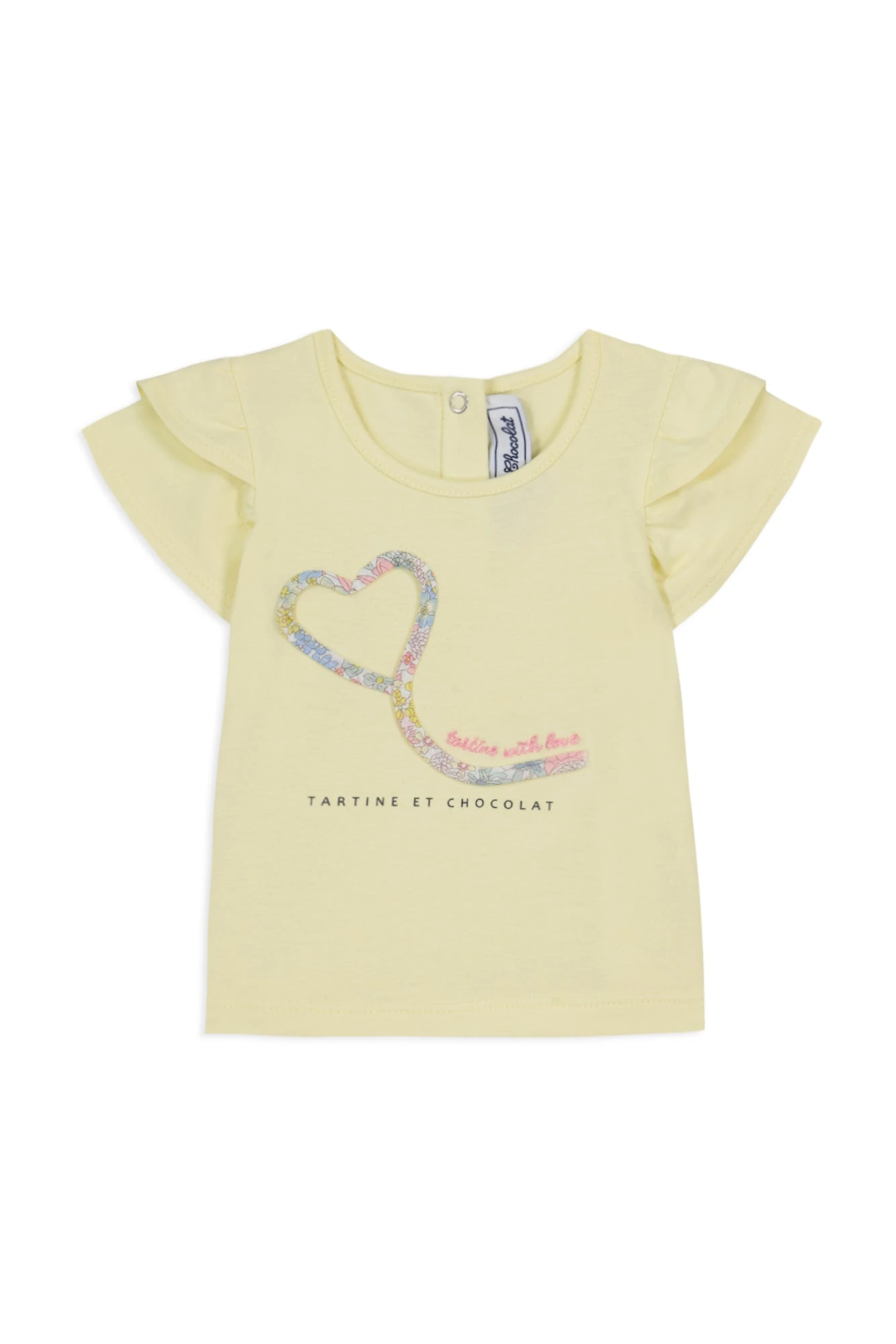 T-shirt - Jaune Cœur Tissu Liberty 5 T-shirt - Jaune Cœur Tissu Liberty – Image 3