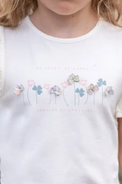 T-shirt - Ecru Illustration Fleurs