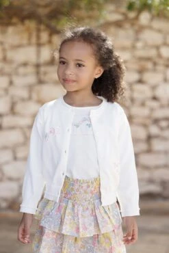 Cardigan - Ecru Broderies Fleuries