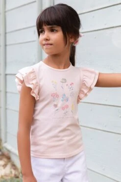 T-shirt - Rose Pâle Illustration Fleurs