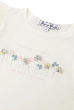 T-shirt - Ecru Illustration Fleurs -Mode Enfantine TY10012 13 3 packshot