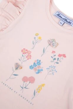 T-shirt - Rose Pâle Illustration Fleurs -Mode Enfantine TY10012 30 3 packshot