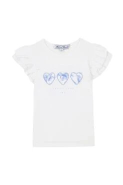 T-shirt - Blanc Illustration Cœur Tissu Liberty -Mode Enfantine TY10012 42 1 packshot