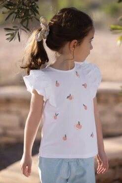 T-shirt - Blanc Illustration Pêches