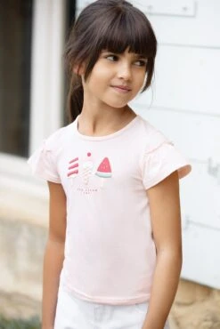 T-shirt - Rose Pâle Illustration Glaces