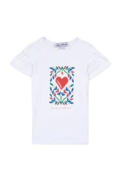 T-shirt - Blanc Illustration Coeur -Mode Enfantine TY10022 01 1 packshot