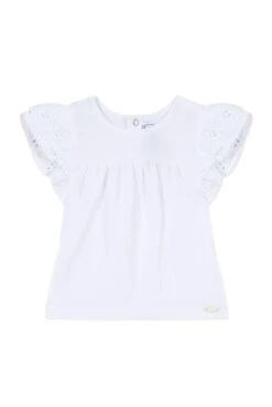 T-shirt - Blanc Manches Volantées -Mode Enfantine TY10061 01 1 packshot