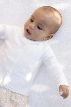 Cardigan - Ecru Broderies Point Mousse