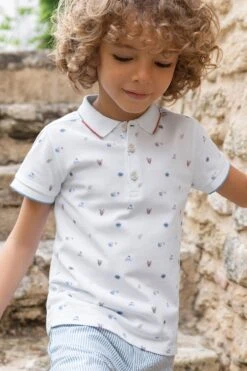 Polo - Bleu Ciel Motifs Marins