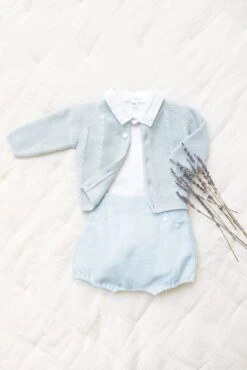 Cardigan - Bleu Grisé Effet Torsadé