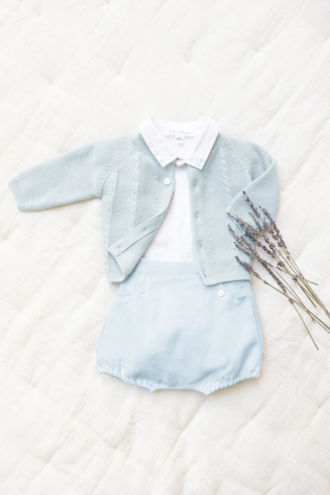 Cardigan - Bleu Grisé Effet Torsadé 3 Cardigan - Bleu Grisé Effet Torsadé