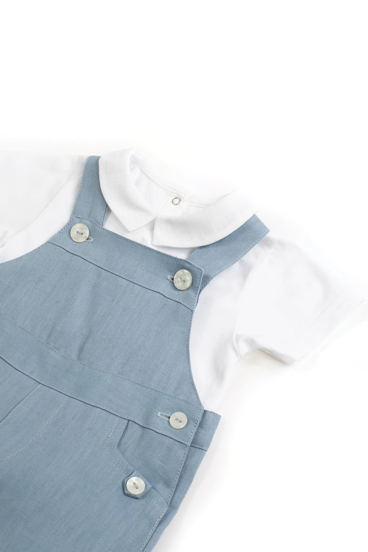 Salopette Courte - Bleu Lin 6 Salopette Courte - Bleu Lin – Image 4