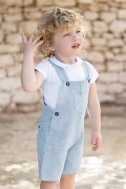 Salopette Courte - Azur Coton & Lin