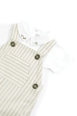 Salopette Courte - Vert D'eau Rayures -Mode Enfantine TY11091 52 TY21081 52 3