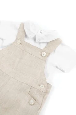 Salopette Courte - Beige Lin -Mode Enfantine TY11111 01 TY21041 17 1