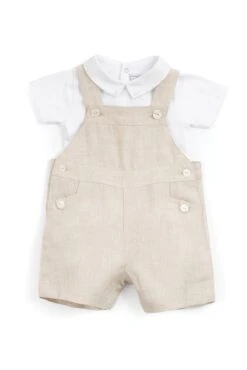 Salopette Courte - Beige Lin -Mode Enfantine TY11111 01 TY21041 17 2