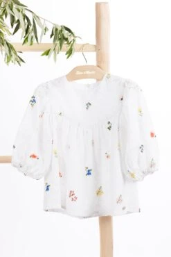Blouse - Blanc Broderie Anglaise Printée -Mode Enfantine TY12002 01 packshot
