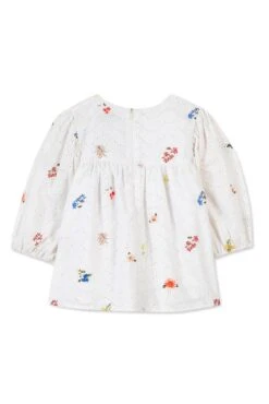Blouse - Blanc Broderie Anglaise Printée -Mode Enfantine TY12002 01 2