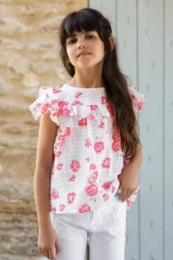 Blouse - Blanc Fleurs Hibiscus