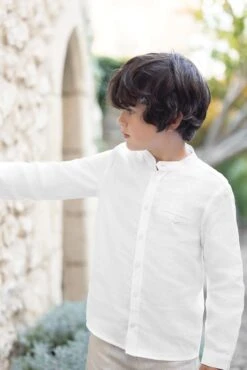 Chemise - Blanc Lin Col Mao