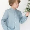 Chemise - Bleu Lin Col Mao 2 Chemise - Bleu Lin Col Mao -Mode Enfantine TY12023 44 TY22003 04 2