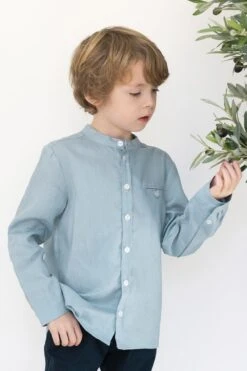 Chemise - Bleu Lin Col Mao