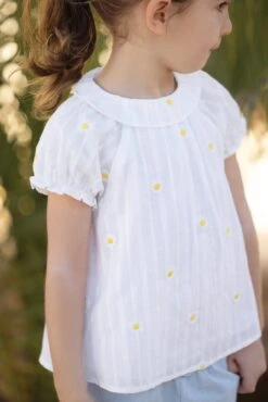 Blouse - Blanc Marguerites Brodées