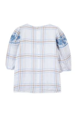 Blouse - Blanc Carreaux Broderies -Mode Enfantine TY12042 01 2 packshot