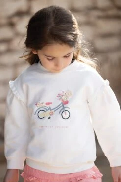 Sweat - Ecru Illustrtion Vélo Tissu Liberty