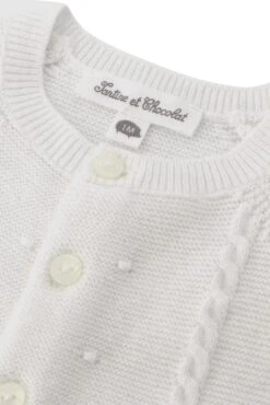 Cardigan - Blanc Effet Torsadé -Mode Enfantine TY18000 01 3 packshot