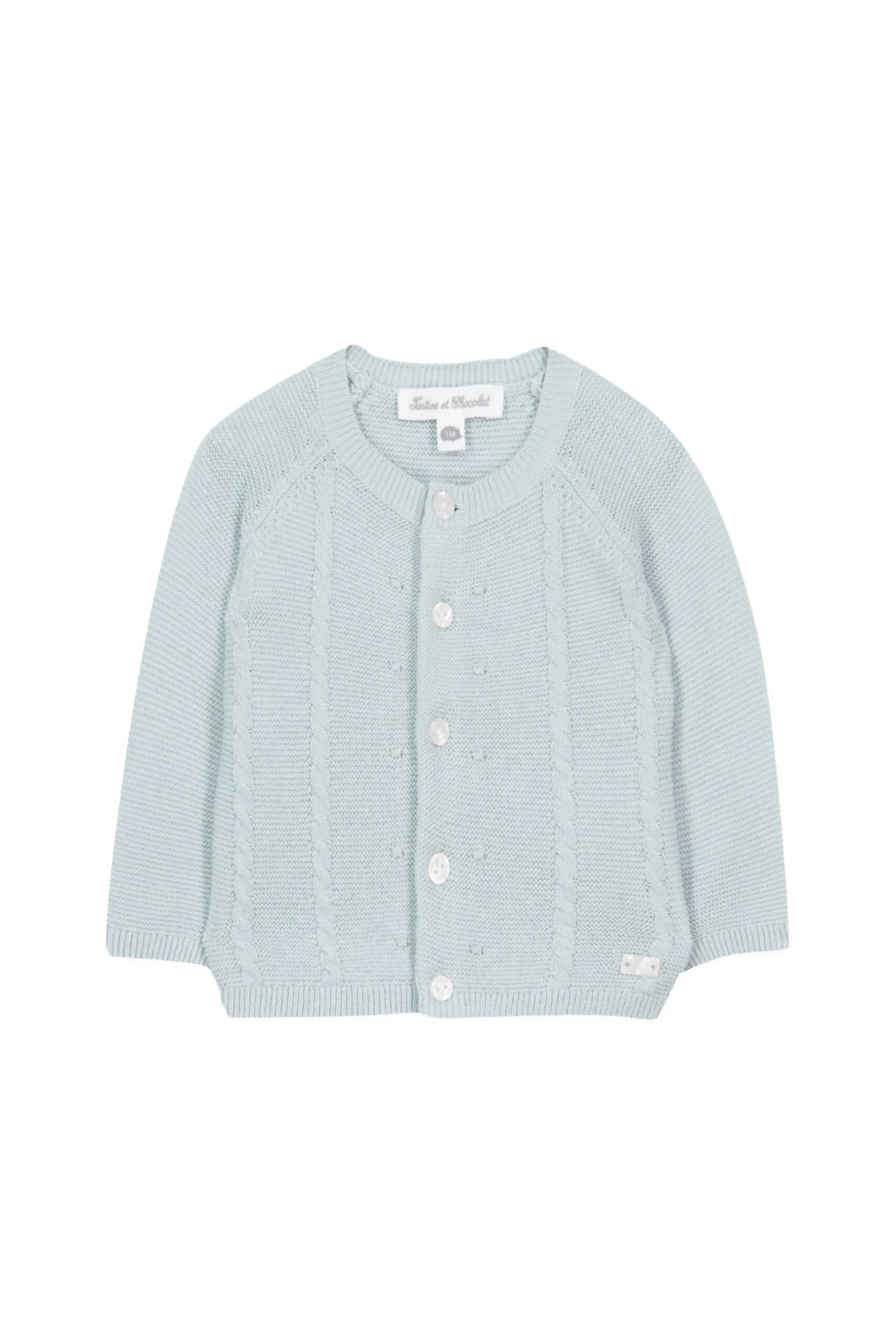 Cardigan - Bleu Grisé Effet Torsadé 6 Cardigan - Bleu Grisé Effet Torsadé – Image 4