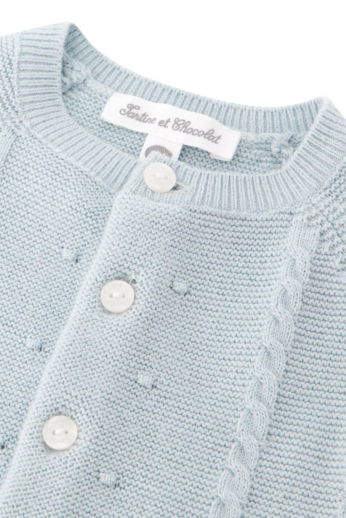 Cardigan - Bleu Grisé Effet Torsadé 8 Cardigan - Bleu Grisé Effet Torsadé – Image 6