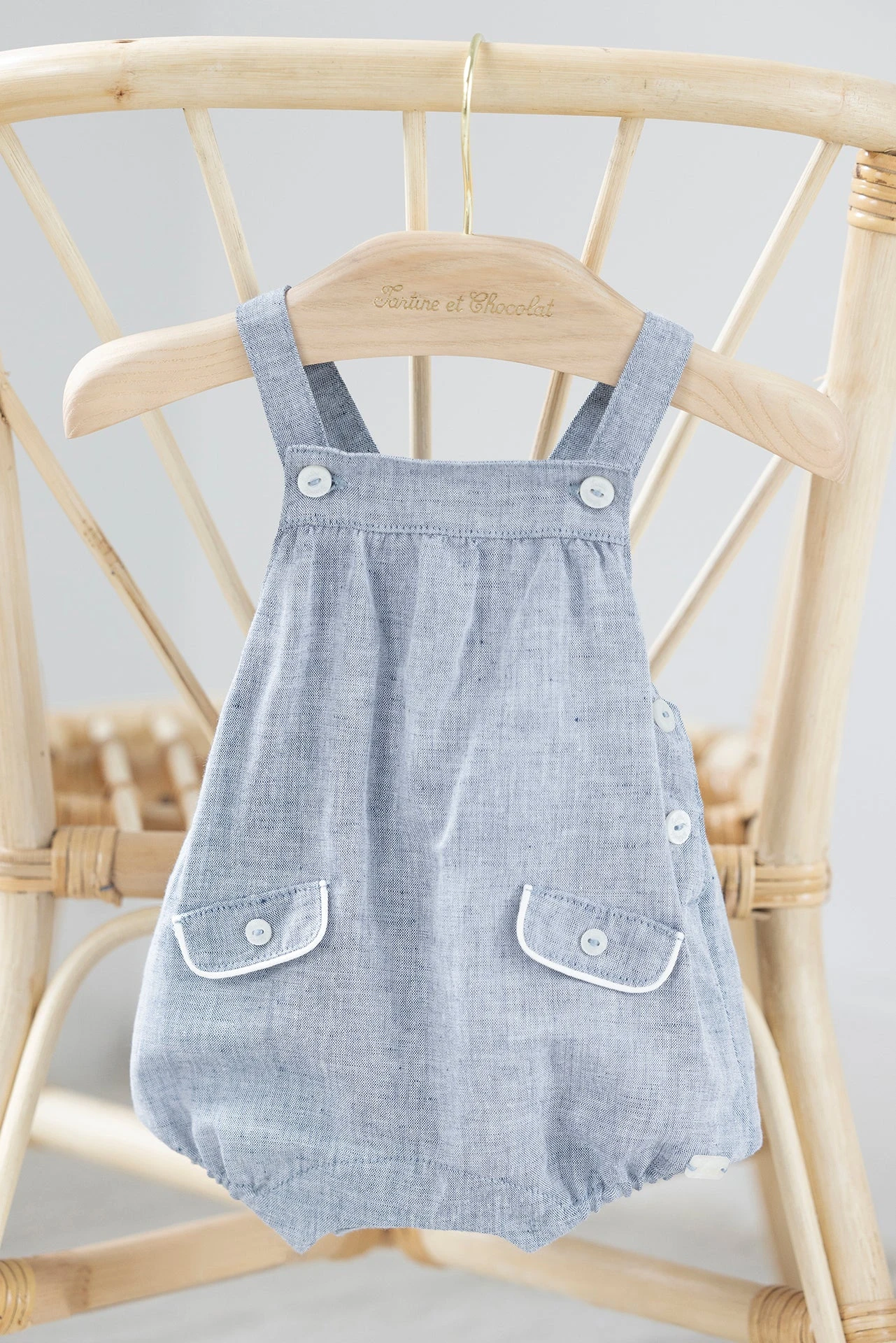 Salopette - Bleu Grisé Lin 3 Salopette - Bleu Grisé Lin