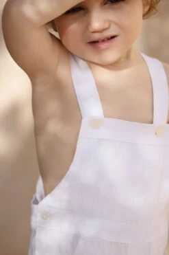 Salopette Courte - Blanc Lin -Mode Enfantine TY21041 01 1