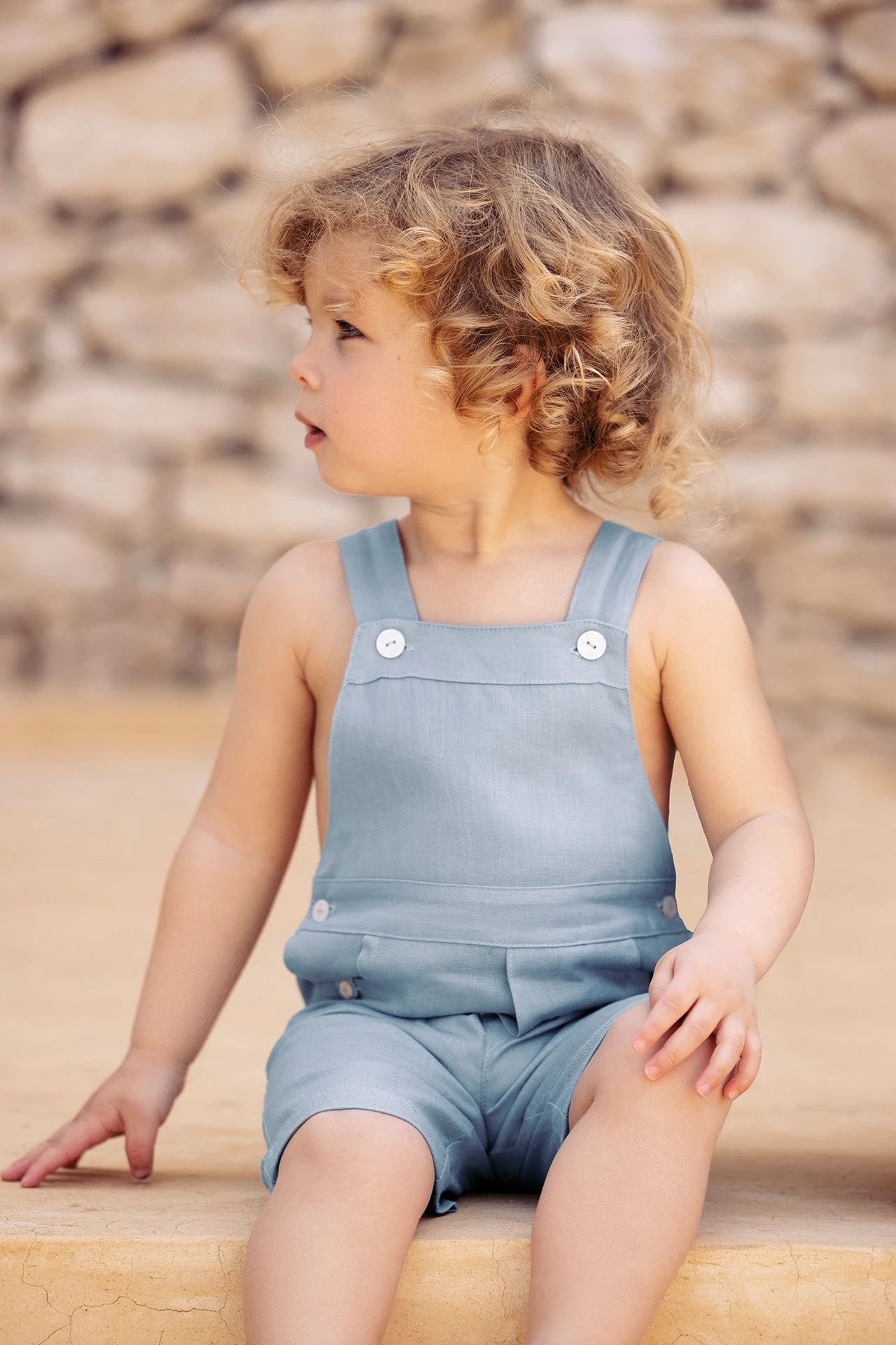 Salopette Courte - Bleu Lin 4 Salopette Courte - Bleu Lin – Image 2