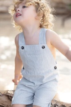 Salopette Courte - Azur Rayures