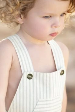 Salopette Courte - Vert D'eau Rayures -Mode Enfantine TY21081 52 1