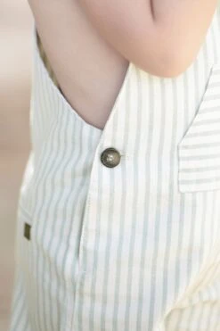 Salopette Courte - Vert D'eau Rayures -Mode Enfantine TY21081 52 2