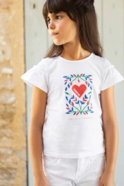 T-shirt - Blanc Illustration Coeur
