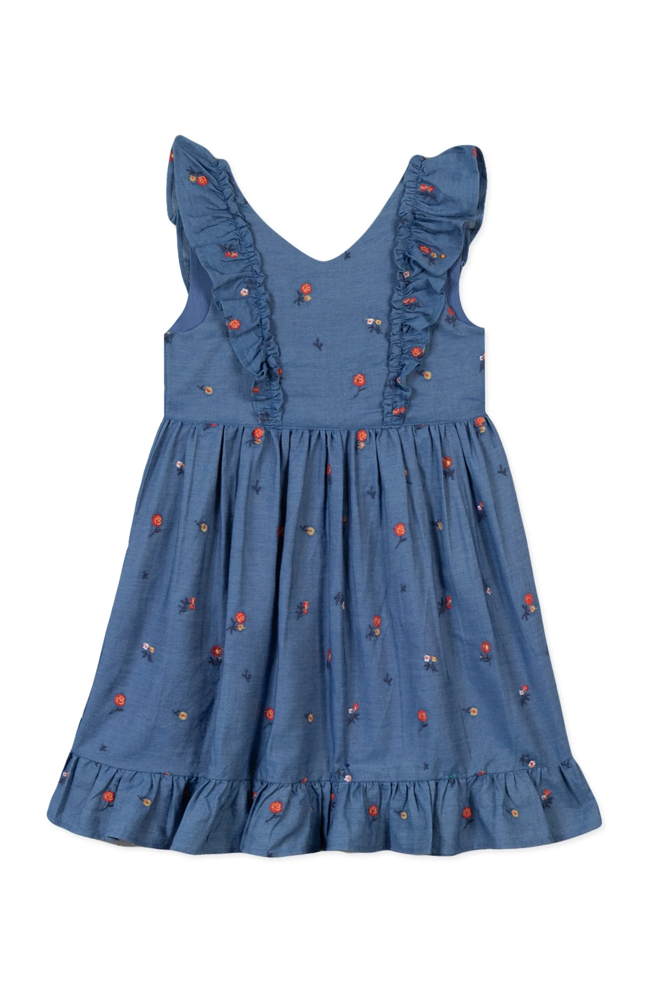 Robe - Bleu Denim Broderies 7 Robe - Bleu Denim Broderies – Image 5