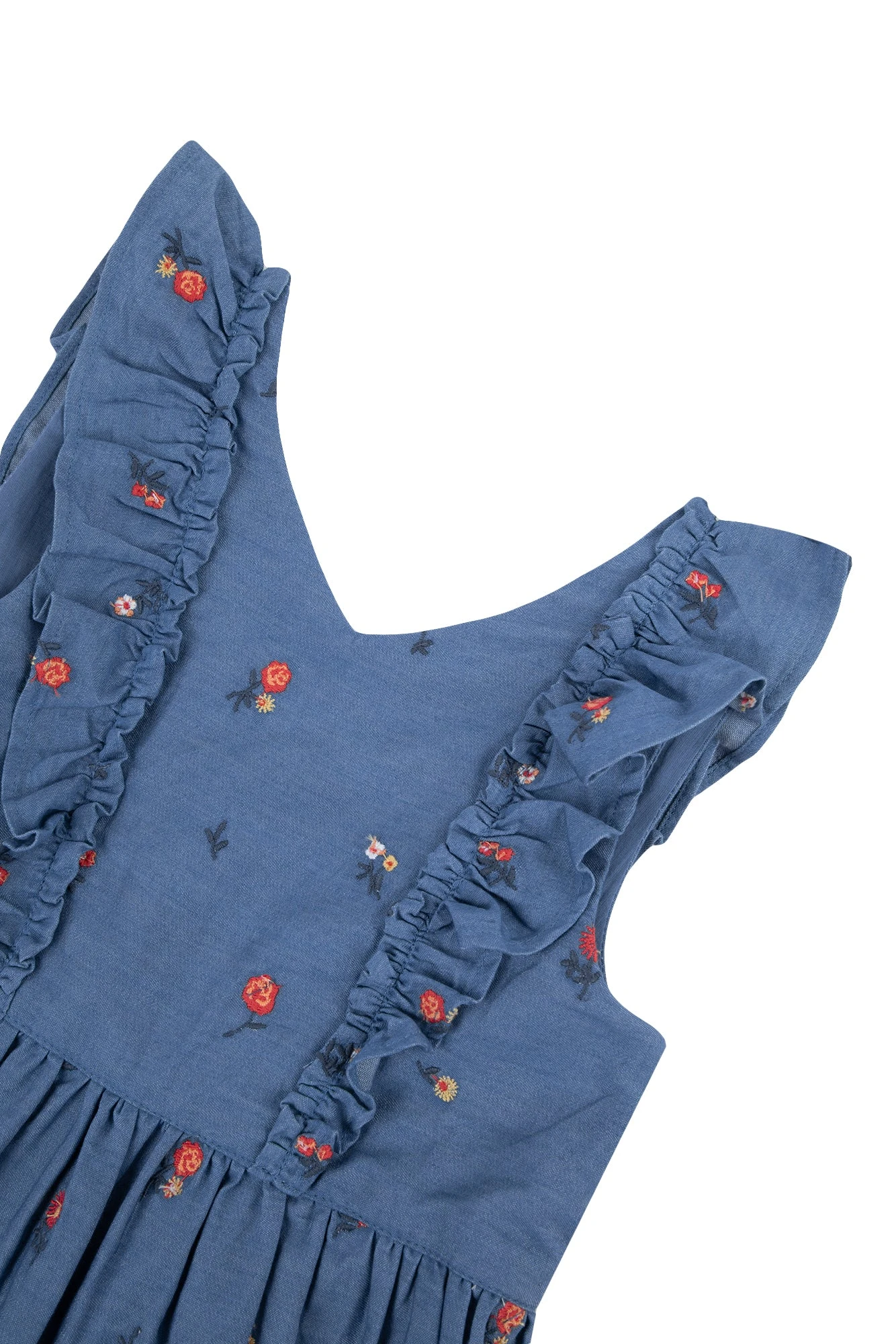 Robe - Bleu Denim Broderies 9 Robe - Bleu Denim Broderies – Image 7