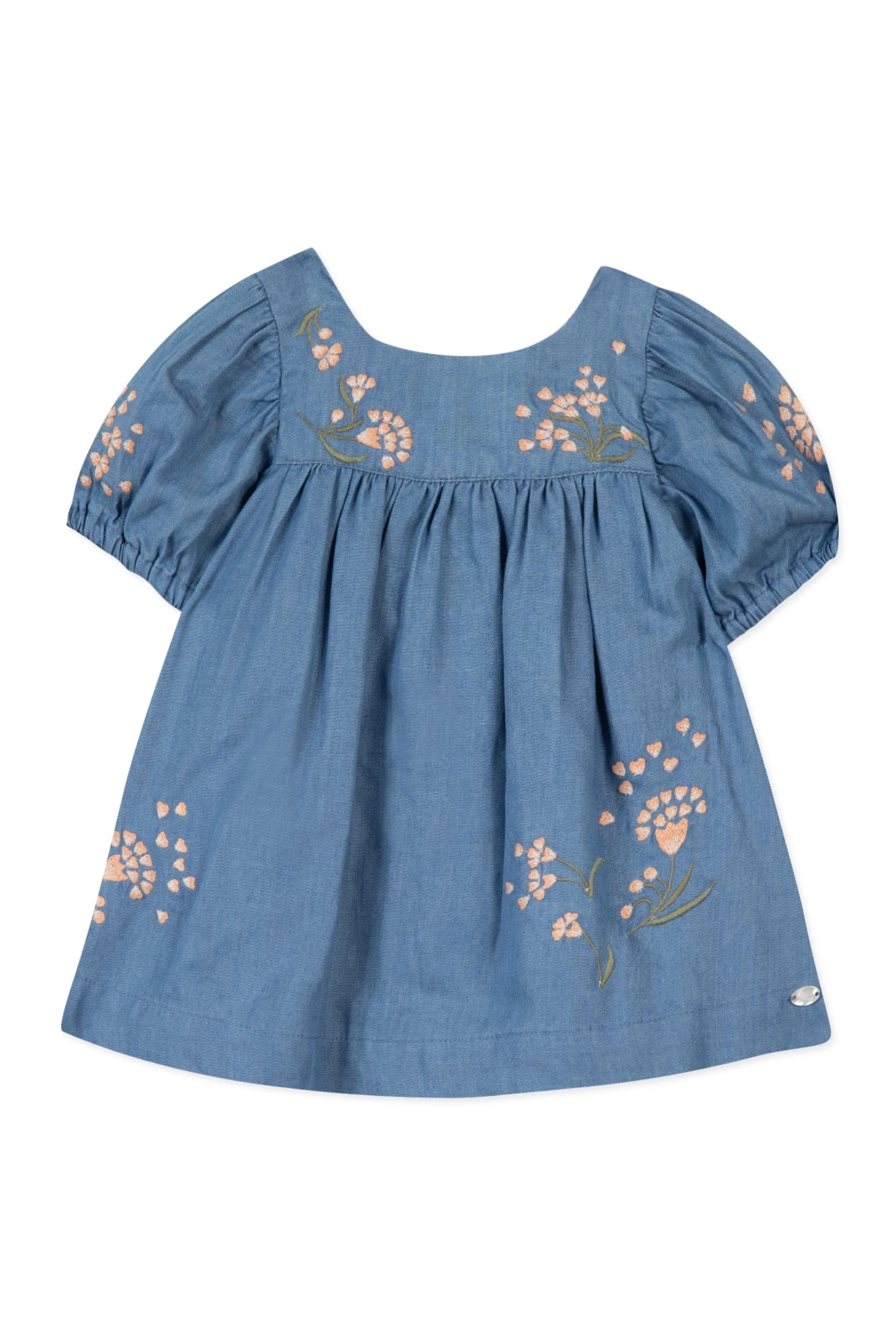 Robe - Bleu Denim Chambray Fleuri 8 Robe - Bleu Denim Chambray Fleuri – Image 6