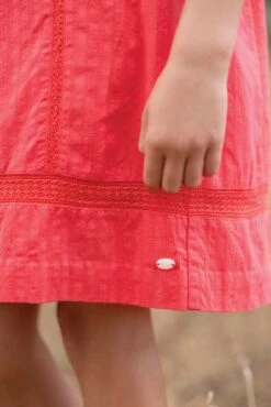 Robe - Rouge Broderies Florales -Mode Enfantine TY30022 35 3